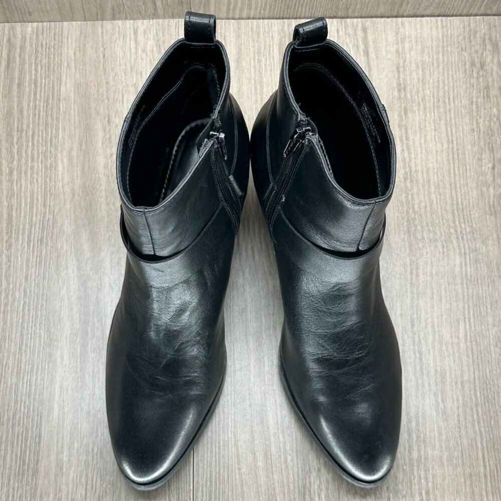 House of Harlow 1960 Boots Women 8 Portia Biker Harness Block Heel Leather Black - Picture 11 of 14